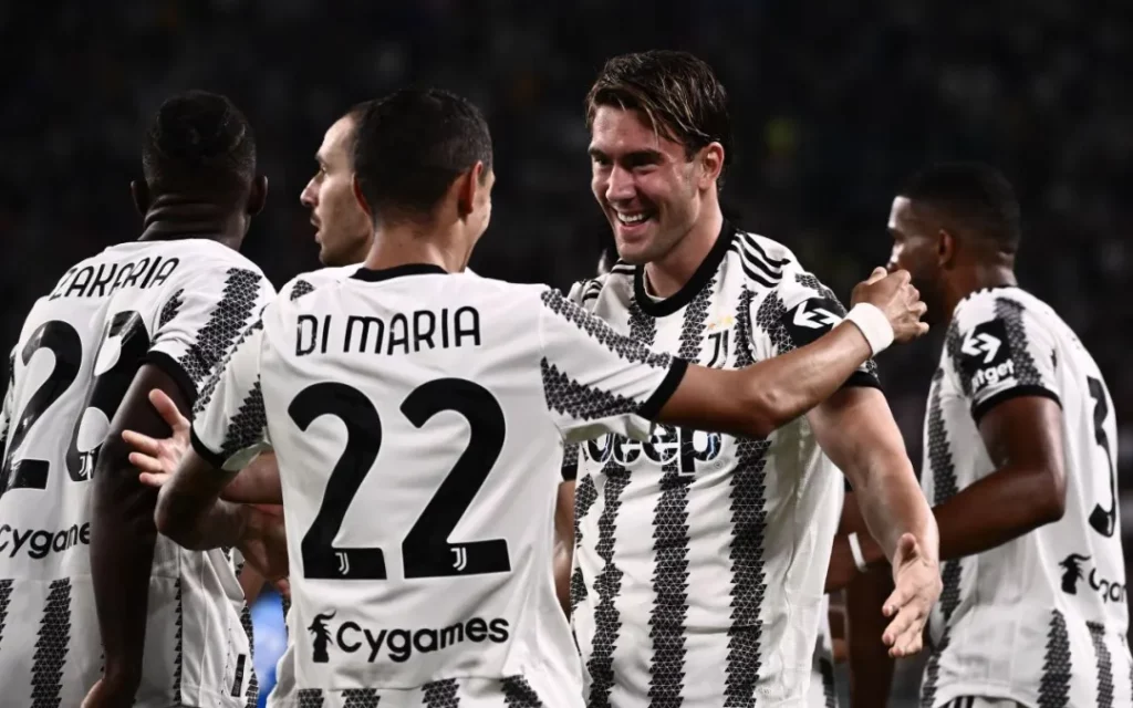 Celebração dos jogadores da Juventus.